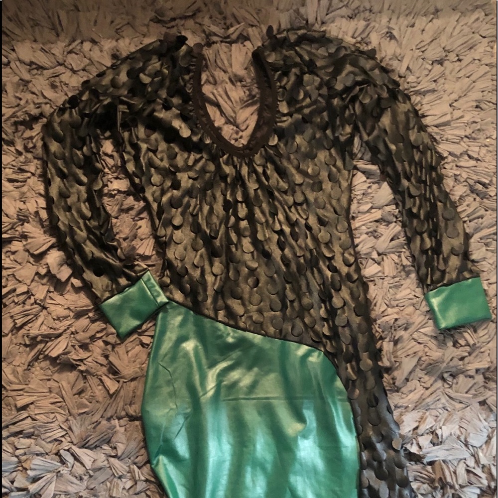 Green and black club dress